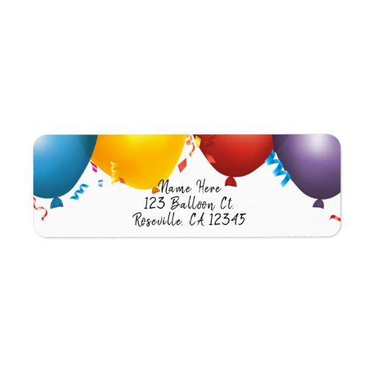 Kleurrijke Ballonnen & Confetti Verjaardagsfeestje Etiket (Voorkant)
