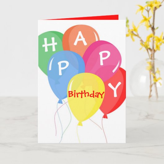 Kleurrijke Ballonnen Custom Birthday Kaart (Gele Bloem)