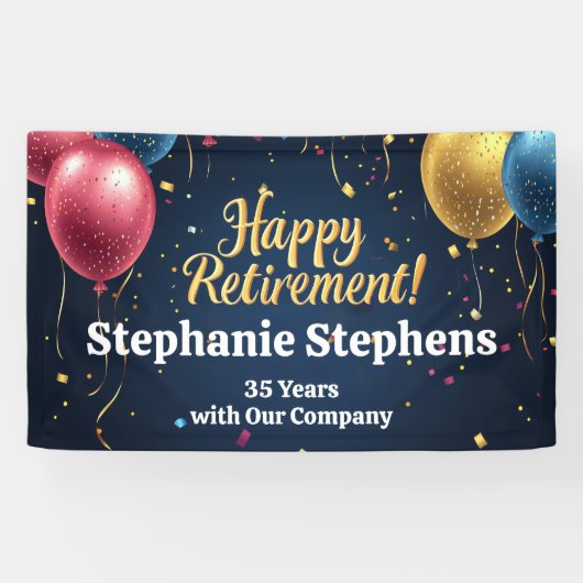 Kleurrijke Ballonnen Custom Retirement Party Banne Spandoek (Horizontaal)