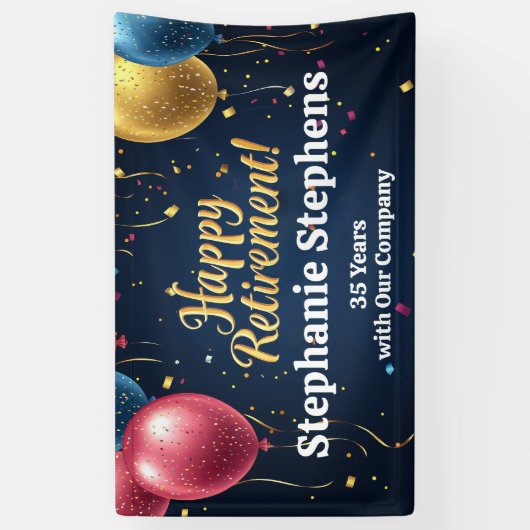 Kleurrijke Ballonnen Custom Retirement Party Banne Spandoek (Verticaal)
