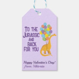 Kleurrijke ballonnen dino kinder Valentijnse schoo Cadeaulabel