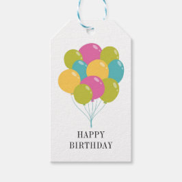 Kleurrijke Ballonnen Eenvoudige Gelukkige Verjaard Cadeaulabel