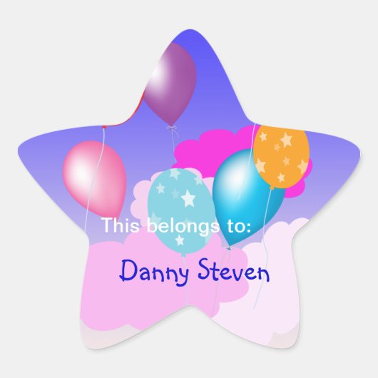 Kleurrijke ballonnen en Clouds Party accessoires Ster Sticker (Voorkant)