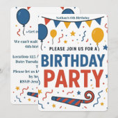 Kleurrijke ballonnen en Confetti Kind's verjaardag Kaart (Voorkant / Achterkant)