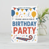 Kleurrijke ballonnen en Confetti Kind's verjaardag Kaart (Staand voorkant)