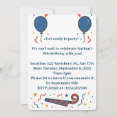 Kleurrijke ballonnen en Confetti Kind's verjaardag Kaart (Achterkant)