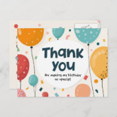 Kleurrijke Ballonnen en Confetti Verjaardag Bedank Briefkaart (Voorkant / Achterkant)