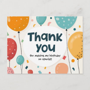 Kleurrijke Ballonnen en Confetti Verjaardag Bedank Briefkaart