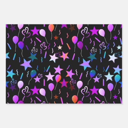 Kleurrijke ballonnen en sterren inpakpapier vel (Voorkant 2)