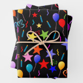 Kleurrijke ballonnen en sterren inpakpapier vel (In situ)