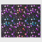 Kleurrijke ballonnen en sterren Verpakkingspapier Cadeaupapier (Vlak)