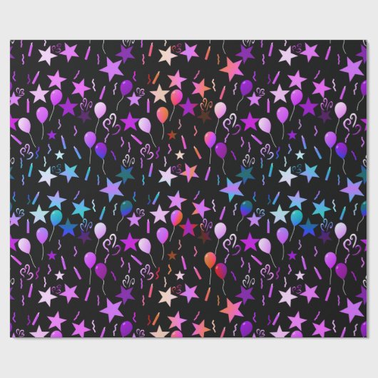 Kleurrijke ballonnen en sterren Verpakkingspapier Cadeaupapier (Vlak)