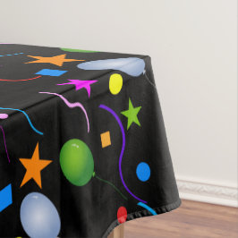 Kleurrijke ballonnen en Streamers op BLACK Tafelkleed