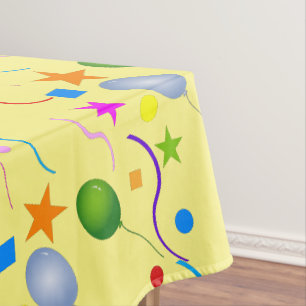 Kleurrijke ballonnen en stropers op GEEL Tafelkleed