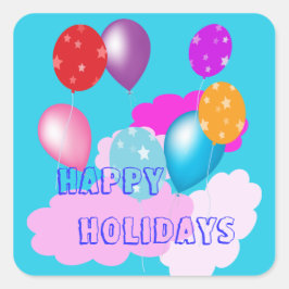 Kleurrijke ballonnen en wolken Fijne vakantie Vierkante Sticker