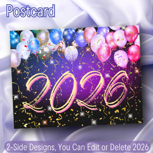 Kleurrijke ballonnen feestelijk Confetti Happy New Feestdagenkaart