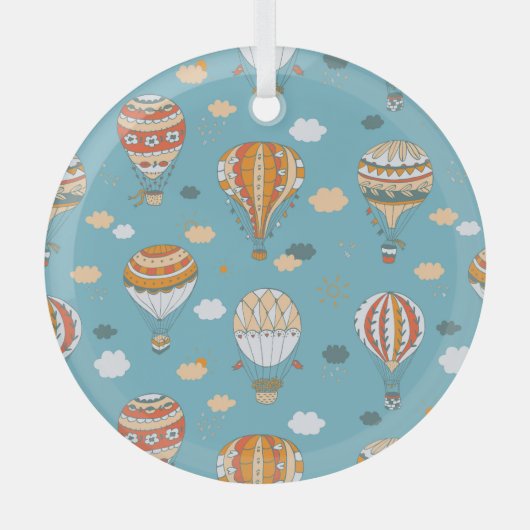 Kleurrijke ballonnen Feestelijk Patroon Ontwerp Glas Ornament (Voorkant)