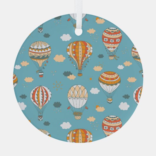 Kleurrijke ballonnen Feestelijk Patroon Ontwerp Glas Ornament (Achterkant)