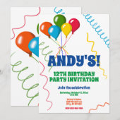 Kleurrijke Ballonnen Fijne 12e Verjaardagsfeest Kaart (Voorkant / Achterkant)