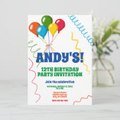 Kleurrijke ballonnen Gelukkig 12e Verjaardagsfeest Kaart (Staand voorkant)