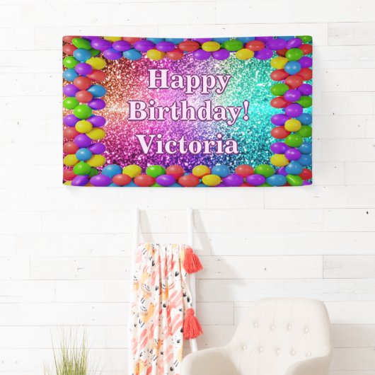 Kleurrijke Ballonnen Gelukkige Verjaardag aangepas Spandoek (Insitu)