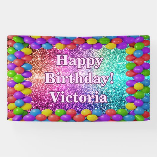 Kleurrijke Ballonnen Gelukkige Verjaardag aangepas Spandoek (Horizontaal)