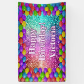 Kleurrijke Ballonnen Gelukkige Verjaardag aangepas Spandoek (Verticaal)