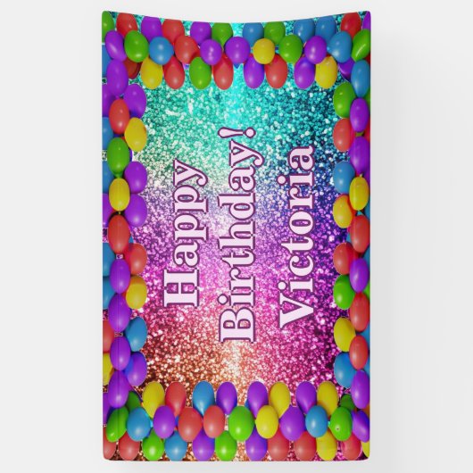 Kleurrijke Ballonnen Gelukkige Verjaardag aangepas Spandoek (Verticaal)