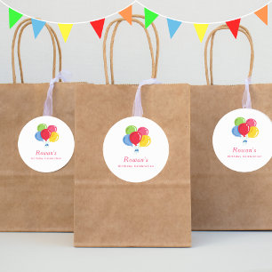 Kleurrijke ballonnen gepersonaliseerde meisjes ver ronde sticker