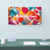 Kleurrijke ballonnen | Gepersonaliseerde verjaarda Spandoek (Beurs)