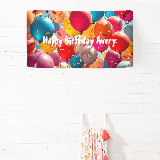 Kleurrijke ballonnen | Gepersonaliseerde verjaarda Spandoek (Insitu)