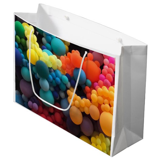 Kleurrijke ballonnen groot cadeauzakje (Voorkant Gekanteld)