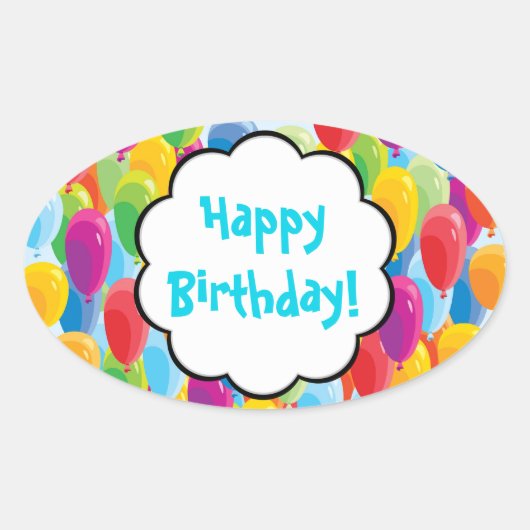 Kleurrijke ballonnen - Happy Birthday Stickers (Voorkant)