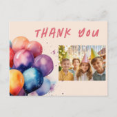 Kleurrijke Ballonnen Kids Verjaardag Foto Dank u Briefkaart (Voorkant)