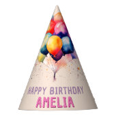 Kleurrijke ballonnen Kinder Happy Birthday Feesthoedjes (Voorkant)