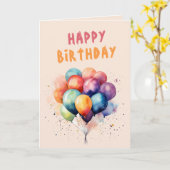 Kleurrijke ballonnen Kinder Happy Birthday Kaart (Gele Bloem)