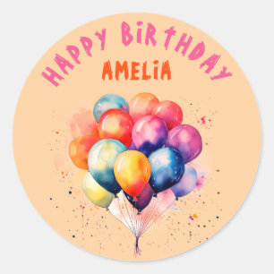 Kleurrijke ballonnen Kinder Happy Birthday Party Ronde Sticker