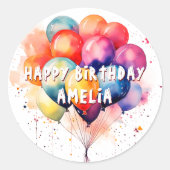 Kleurrijke ballonnen Kinder Happy Birthday Ronde Sticker (Voorkant)