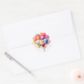 Kleurrijke ballonnen Kinder Happy Birthday Ronde Sticker (Envelop)