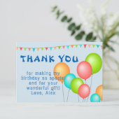 Kleurrijke Ballonnen Kinderen Verjaardag Bedankkaart (Staand voorkant)