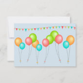 Kleurrijke Ballonnen Kinderen Verjaardag Bedankkaart (Achterkant)