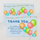 Kleurrijke Ballonnen Kinderen Verjaardag Bedankkaart (Voorkant / Achterkant)