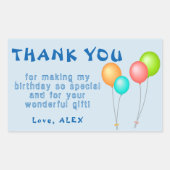 Kleurrijke Ballonnen Kinderen Verjaardag Dank u Rechthoekige Sticker (Voorkant)