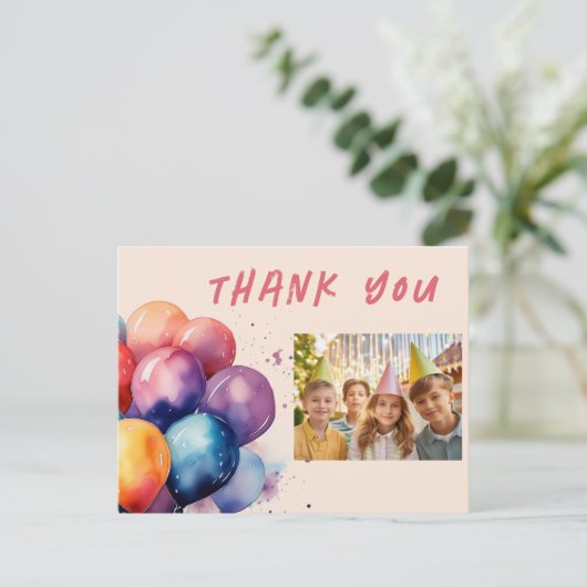 Kleurrijke Ballonnen Kinderen Verjaardag Foto Beda Briefkaart (Staand voorkant)