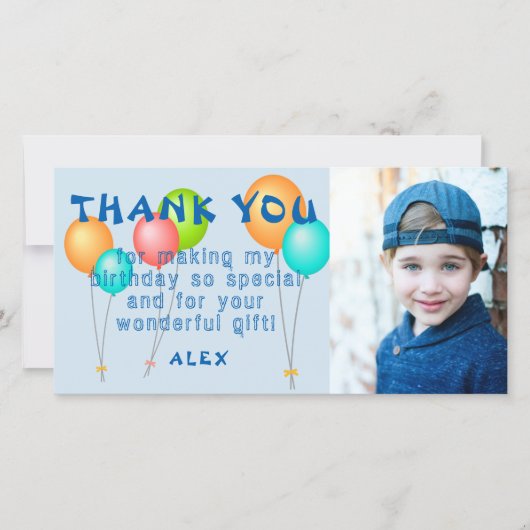 Kleurrijke Ballonnen Kinderen Verjaardag Foto Bedankkaart (Voorkant)