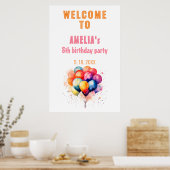 Kleurrijke Ballonnen Kinderen Verjaardagsfeest Wel Poster (Keuken)