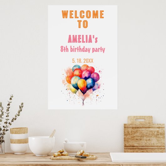 Kleurrijke Ballonnen Kinderen Verjaardagsfeest Wel Poster (Keuken)