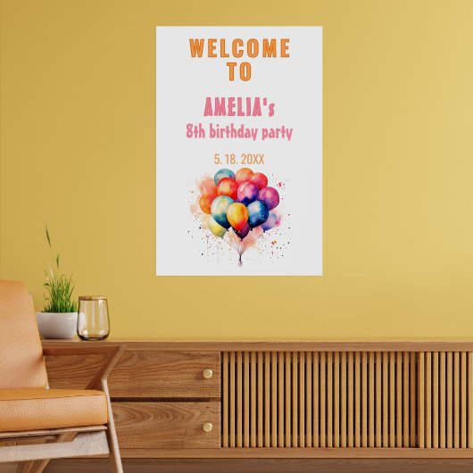 Kleurrijke Ballonnen Kinderen Verjaardagsfeest Wel Poster (Woonkamer 2)