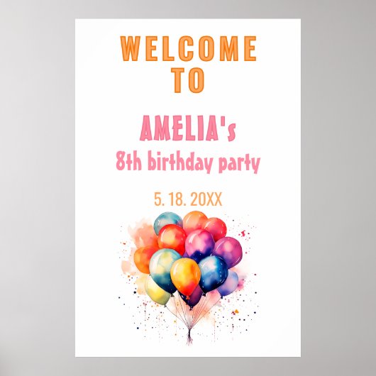Kleurrijke Ballonnen Kinderen Verjaardagsfeest Wel Poster (Voorkant)