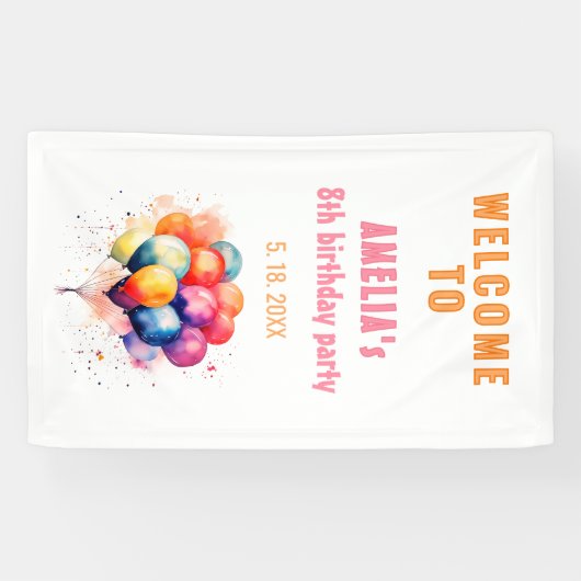Kleurrijke Ballonnen Kinderen Verjaardagsfeest Wel Spandoek (Horizontaal)